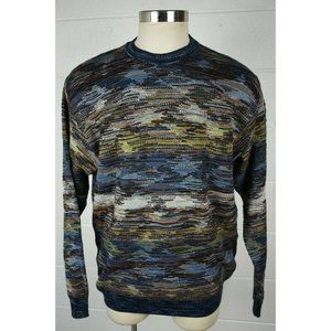 Mens Alberto Zimni Abstract Color Crewneck Sweater‎ Cotton Blend Italy